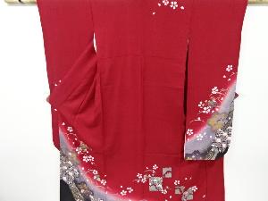 リサイクル　桜に鈴櫛簪模様刺繍振袖